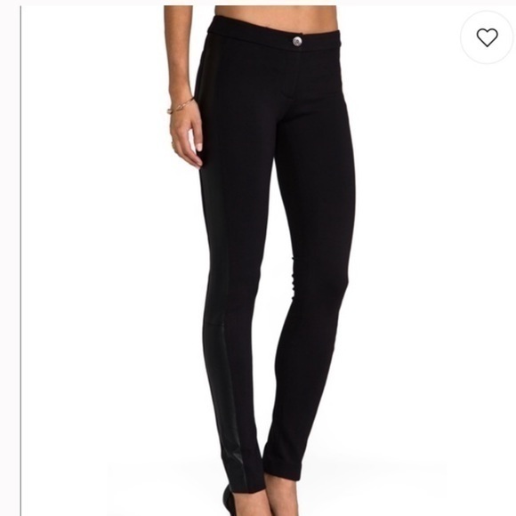 Mackage Montreal Desirae maroon with black leather tuxedo sides pants leggings - Picture 1 of 10
